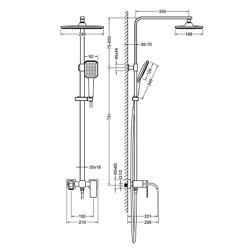 Душевая система Timo Selene SX-1013/03 черный Душевая система Timo Selene SX-1013/03 черный