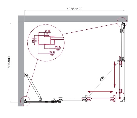 Душевой уголок BelBagno LUCE-AH-21-110/90-P-Cr