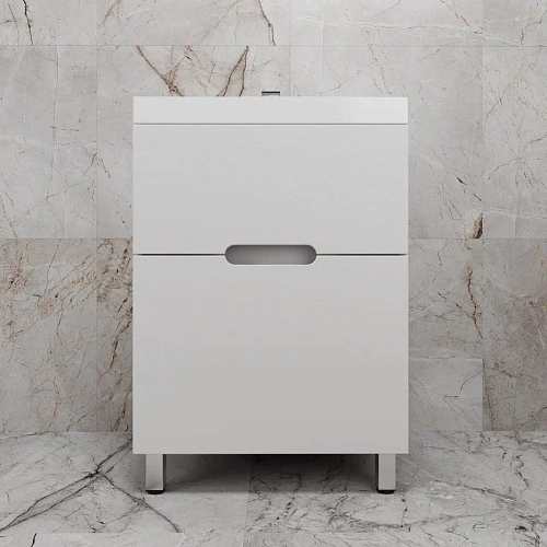 Тумба под раковину Style Line Матис 60 см ЛС-00002441 напольная, белый матовый Тумба под раковину Style Line Матис 60 см ЛС-00002441 напольная, белый матовый