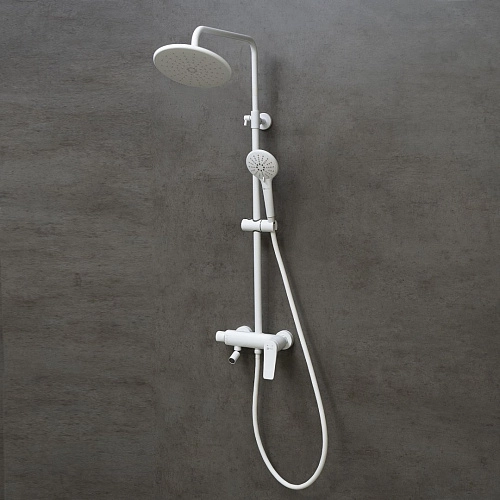 Душевая система Lemark Bronx LM3762MW с регулируемой высотой штанги, белый/матовый Душевая система Lemark Bronx LM3762MW с регулируемой высотой штанги, белый/матовый