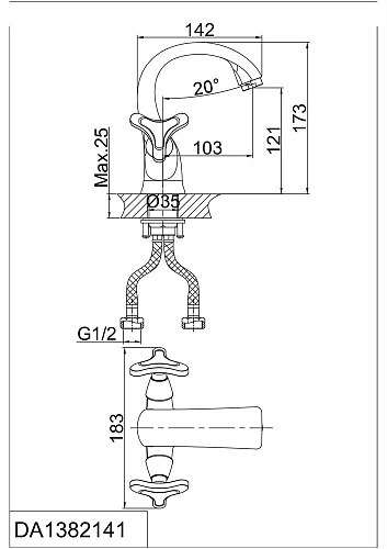 Смеситель для раковины D&K Goethe Hessen DA1382141 Смеситель для раковины D&K Goethe Hessen DA1382141