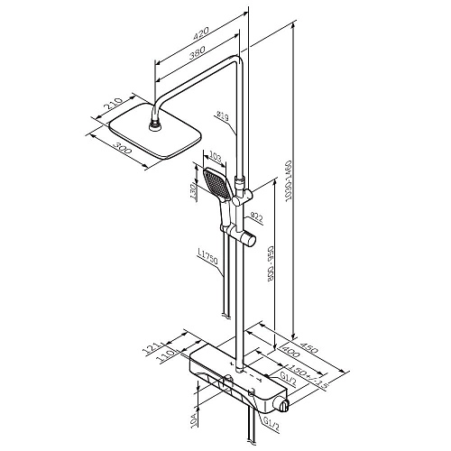 Душевая система AM.PM Func F078F722 черный Душевая система AM.PM Func F078F722 черный