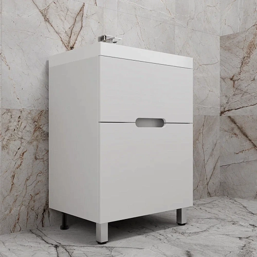 Тумба под раковину Style Line Матис 60 см ЛС-00002441 напольная, белый матовый Тумба под раковину Style Line Матис 60 см ЛС-00002441 напольная, белый матовый