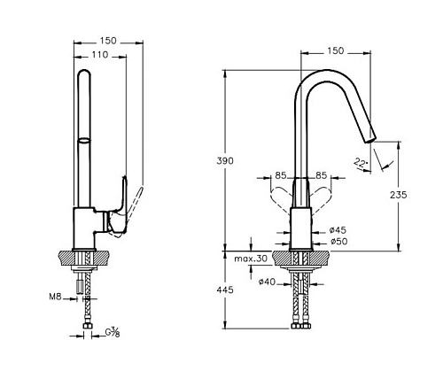 Смеситель для кухни Vitra Root Round A4274236EXP черный матовый Смеситель для кухни Vitra Root Round A4274236EXP черный матовый