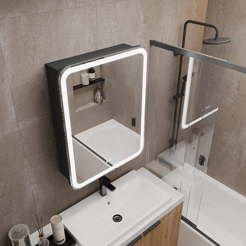 Зеркальный шкаф Silver mirrors ФИДЖИ-шкаф 60 с часами и сменой цветалевый LED-00002594 Зеркальный шкаф Silver mirrors ФИДЖИ-шкаф 60 с часами и сменой цветалевый LED-00002594