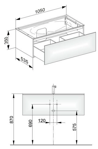 Тумба под раковину Keuco Edition 11 31351WW0100, 1050х350х535 мм Тумба под раковину Keuco Edition 11 31351WW0100, 1050х350х535 мм