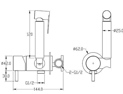 Гигиенический душ Boheme Uno 467-SGM Gunmetal Shiny Гигиенический душ Boheme Uno 467-SGM Gunmetal Shiny
