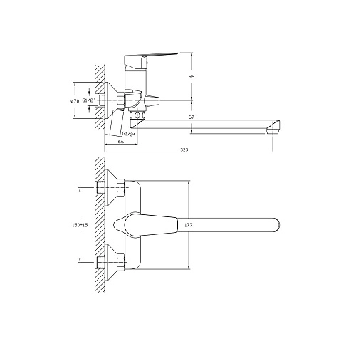 Смеситель для ванны Rush Disco DI6935-51 хром, с длинным поворотным изливом Смеситель для ванны Rush Disco DI6935-51 хром, с длинным поворотным изливом