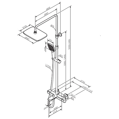 Душевая система AM.PM Func F078F522 с термостатом, черная Душевая система AM.PM Func F078F522 с термостатом, черная