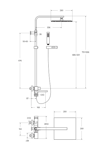Душевая система BelBagno LUCELUC-VSCM-NERO черный матовый Душевая система BelBagno LUCELUC-VSCM-NERO черный матовый