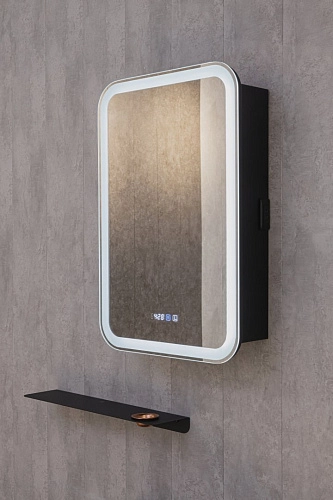 Зеркальный шкаф Silver mirrors Фиджи-BLACK 50 ПРАВЫЙ часы, смена подсветки, сенсорный выключатель LE LED-00002726 Зеркальный шкаф Silver mirrors Фиджи-BLACK 50 ПРАВЫЙ часы, смена подсветки, сенсорный выключатель LE LED-00002726