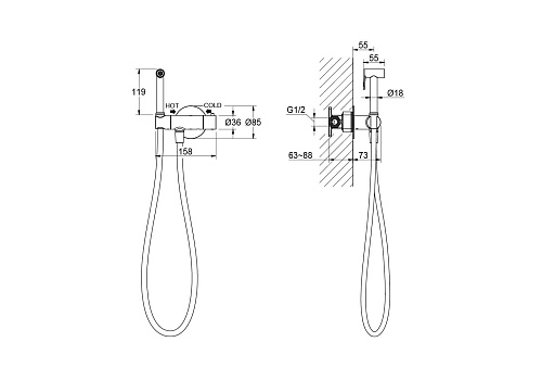 Гигиенический душ Aquatek ОБЕРОН AQ1027MB Черный матовый, встраиваемый Гигиенический душ Aquatek ОБЕРОН AQ1027MB Черный матовый, встраиваемый