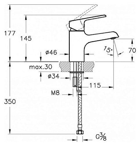 Смеситель для раковины Vitra Axe S A41069EXP, хром Смеситель для раковины Vitra Axe S A41069EXP, хром