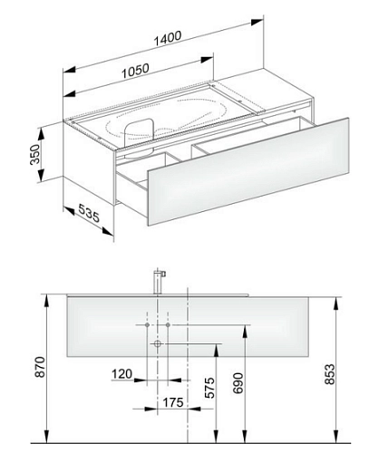 Тумба под раковину Keuco Edition 11 31163ZZ0100, 1400х350х535 мм Тумба под раковину Keuco Edition 11 31163ZZ0100, 1400х350х535 мм