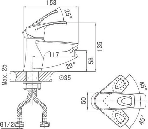 Смеситель для раковины D&K Erlangen Bayern DA1182101 Смеситель для раковины D&K Erlangen Bayern DA1182101