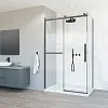 Душевой уголок Vincea Como Soft VSR-1CS9012CLGM, 1200x900, вороненая сталь, стекло прозрачное