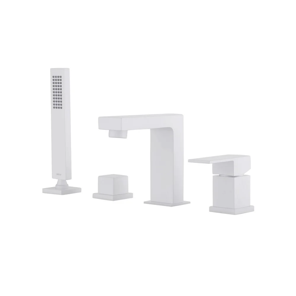 Смеситель на борт ванны ABBER Daheim AF8213W белый матовый Смеситель на борт ванны ABBER Daheim AF8213W белый матовый