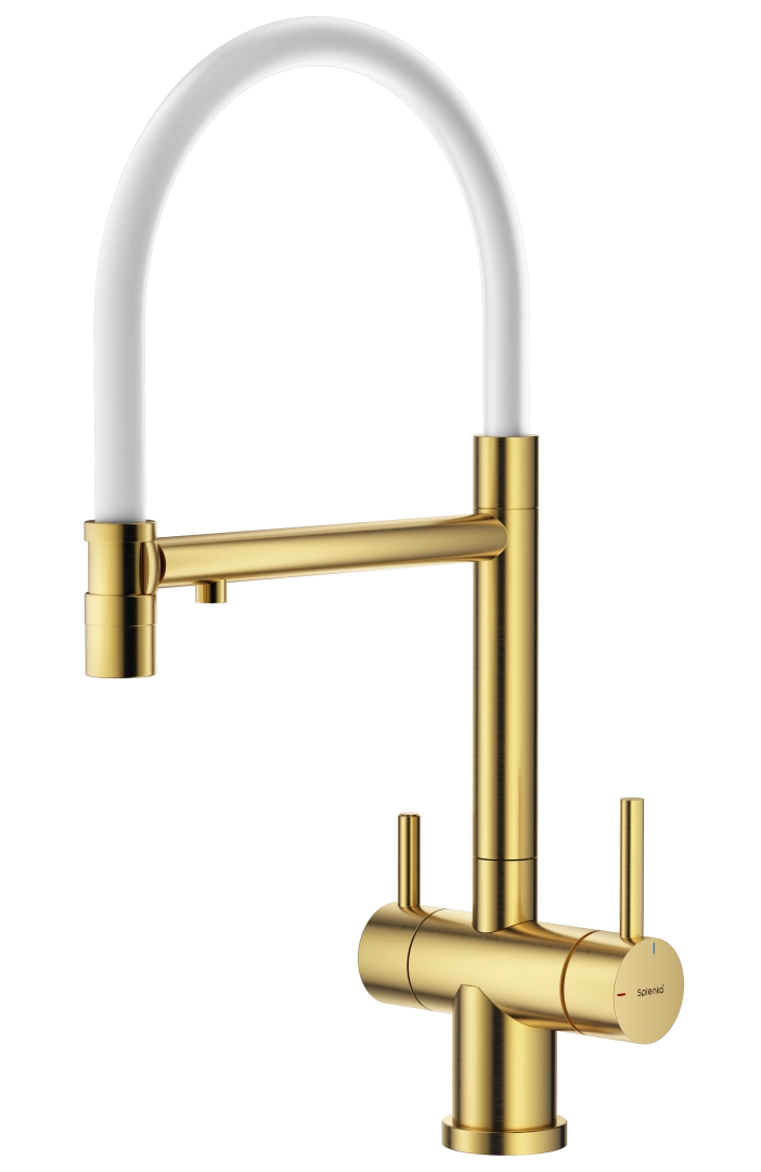 Смеситель для кухни Splenka S70.63.03 с гибким изливом с подключением к фильтру, золотой сатин Смеситель для кухни Splenka S70.63.03 с гибким изливом с подключением к фильтру, золотой сатин