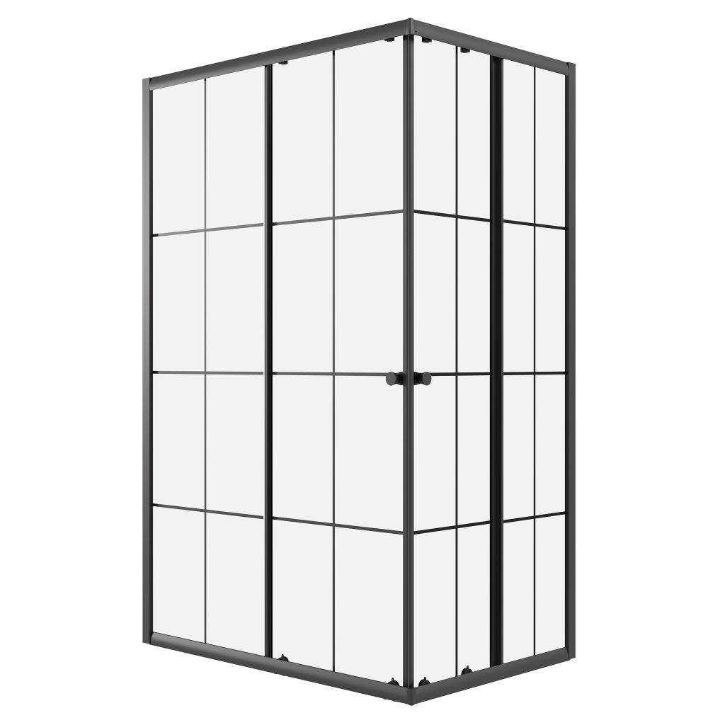 Детальная картинка товара «душевой уголок niagara eco ng-1018-14qkl (100x80x190) прямоугольник, раздвиж, профиль черный, стекло клетка (4мм)»