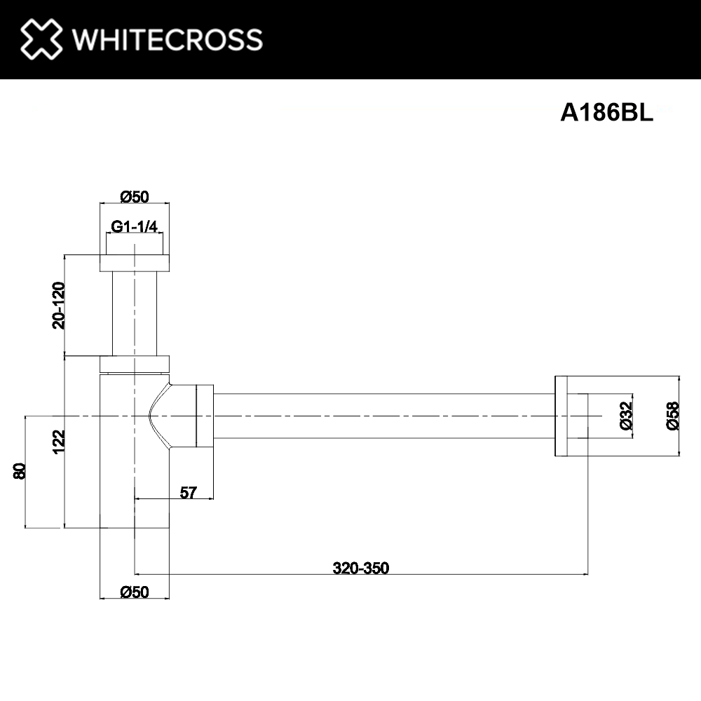 Детальная картинка товара «сифон для раковины whitecross a186bl черный матовый»