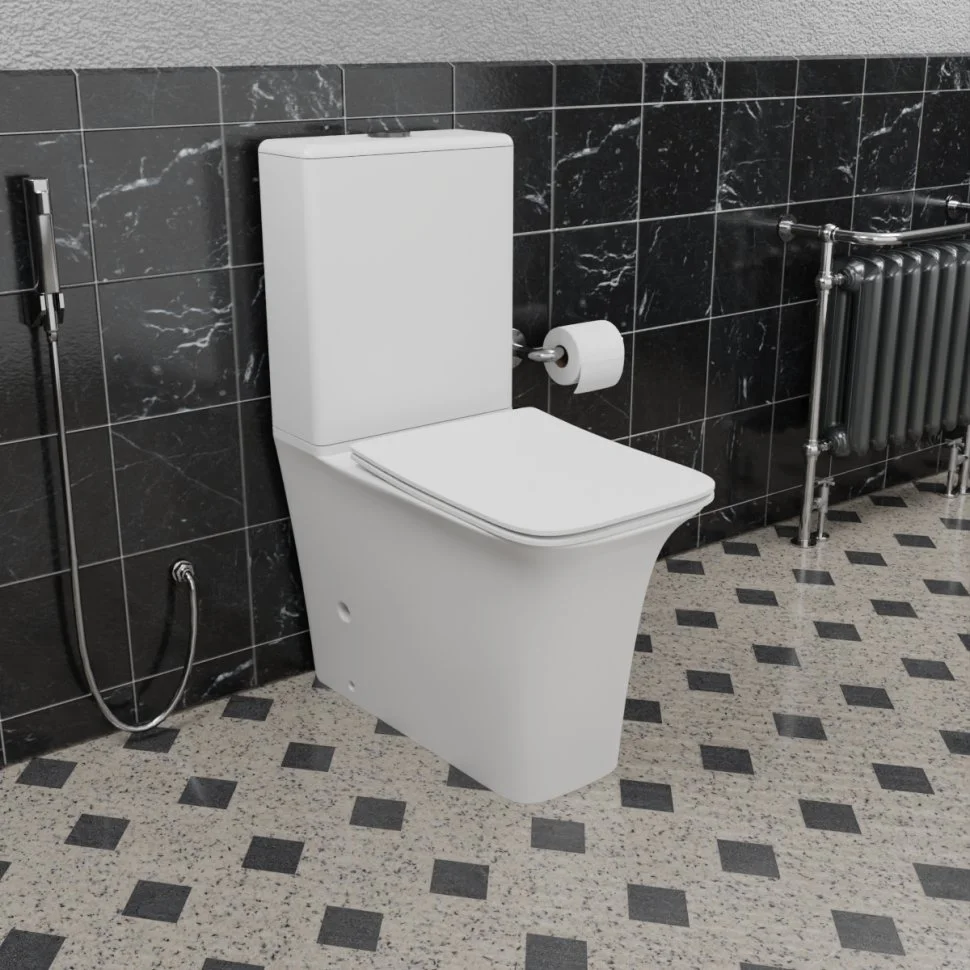 Унитаз напольный CeramaLux 1222A белый с крышкой микролифт Унитаз напольный CeramaLux 1222A белый с крышкой микролифт