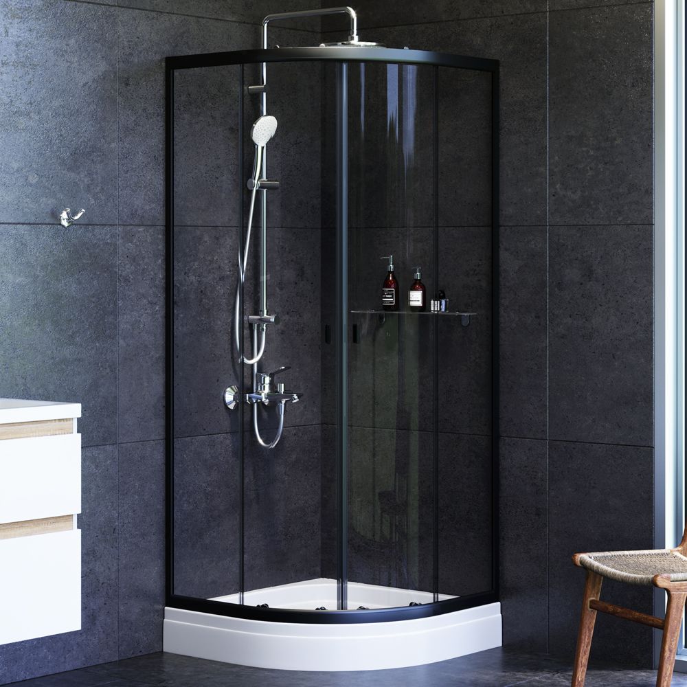 Детальная картинка товара «душевой уголок am.pm x-joy w88g-205-080bt64 twin slide, 80x80, профиль черный»