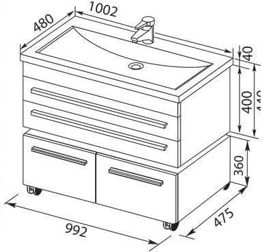 Тумба под раковину Aquanet Верона 100 белый (подвесная 2 ящика) 00175382 Тумба под раковину Aquanet Верона 100 белый (подвесная 2 ящика) 00175382