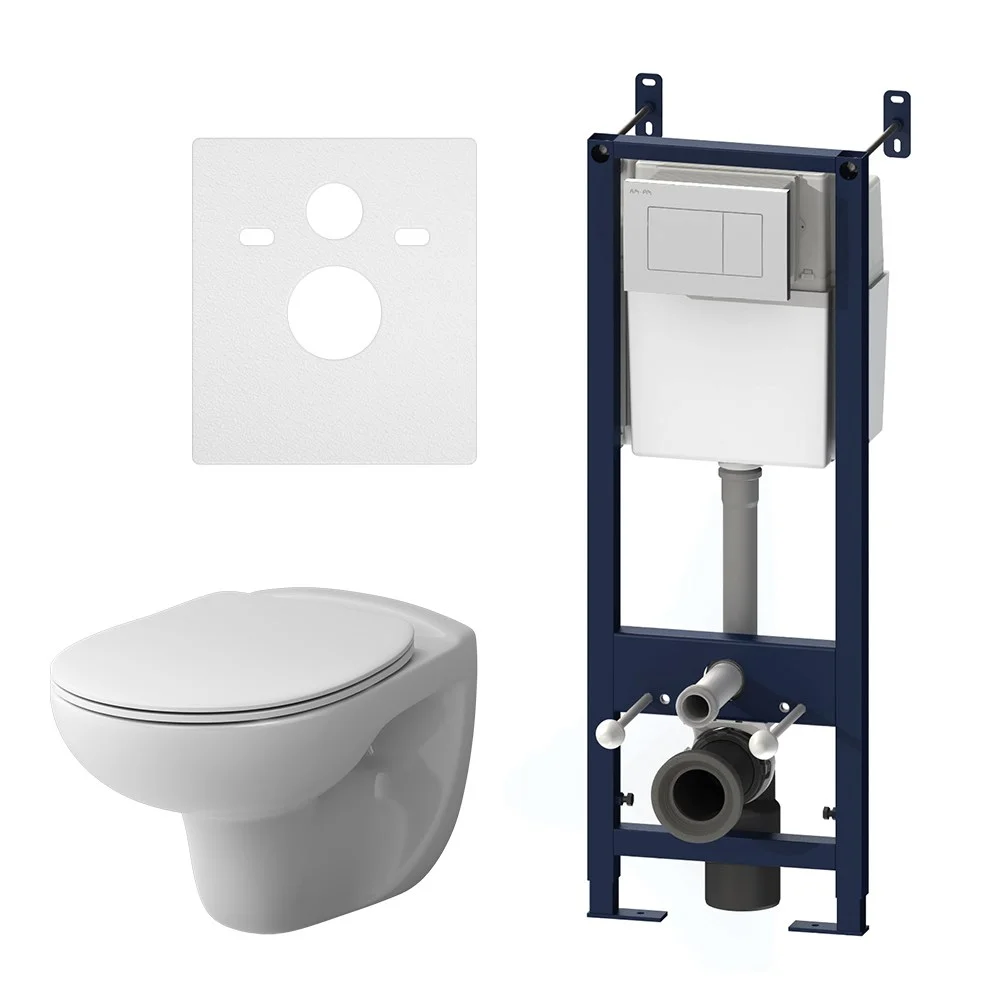 Комплект унитаза AM.PM Sense IS301.741700 с инсталляцией, сиденьем микролифт и белой клавишей смыва Комплект унитаза AM.PM Sense IS301.741700 с инсталляцией, сиденьем микролифт и белой клавишей смыва