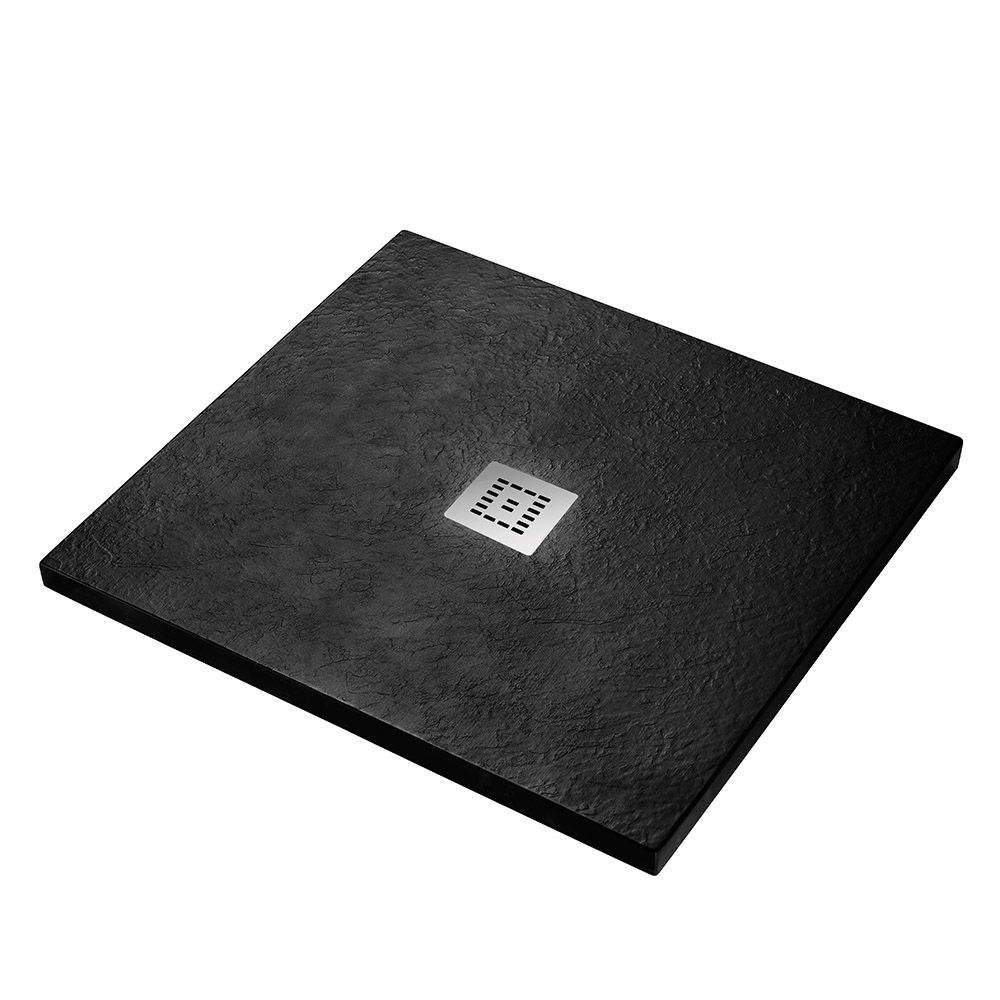 Детальная картинка товара «душевой поддон belbagno uno tray-mr-uno-a-90-35-nero-cr 900x900 из искусственного мрамора в комплекте с сифоном черный матовый»