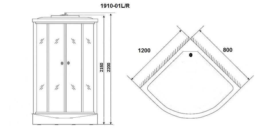 Детальная картинка товара «душевая кабина niagara ultra ng-1910-01l (1200х800х2200) высокий поддон (46см) стекло тонированное 19100134l»