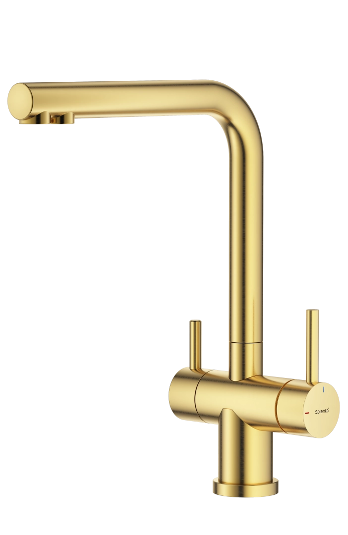 Смеситель для кухни Splenka S70.61.03 с подключением к фильтру, золотой сатин Смеситель для кухни Splenka S70.61.03 с подключением к фильтру, золотой сатин