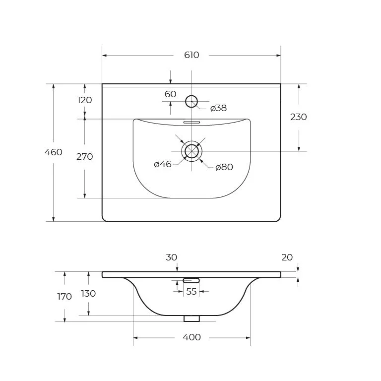 Раковина BelBagno BB-8099-60 610x460 Раковина BelBagno BB-8099-60 610x460