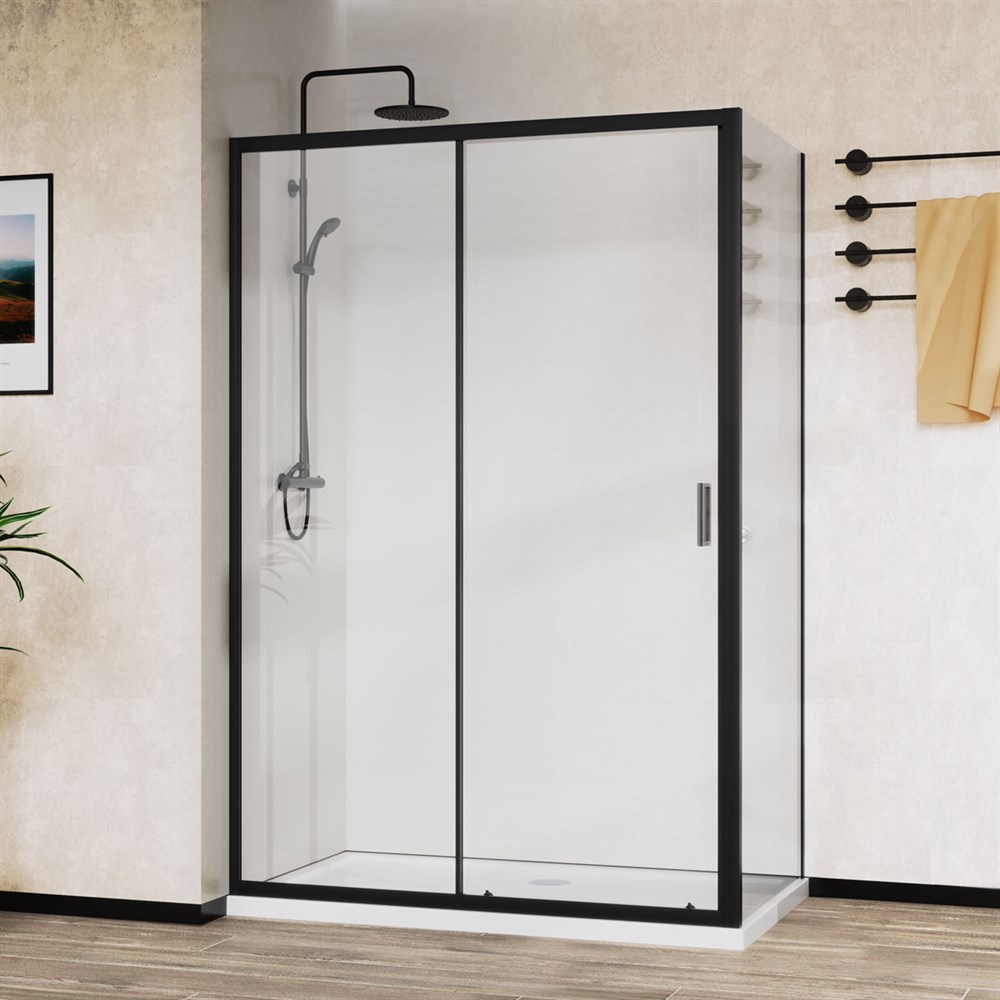 Детальная картинка товара «душевой уголок vincea city vsr-5ct9012clb, 1200x900, черный, стекло прозрачное»