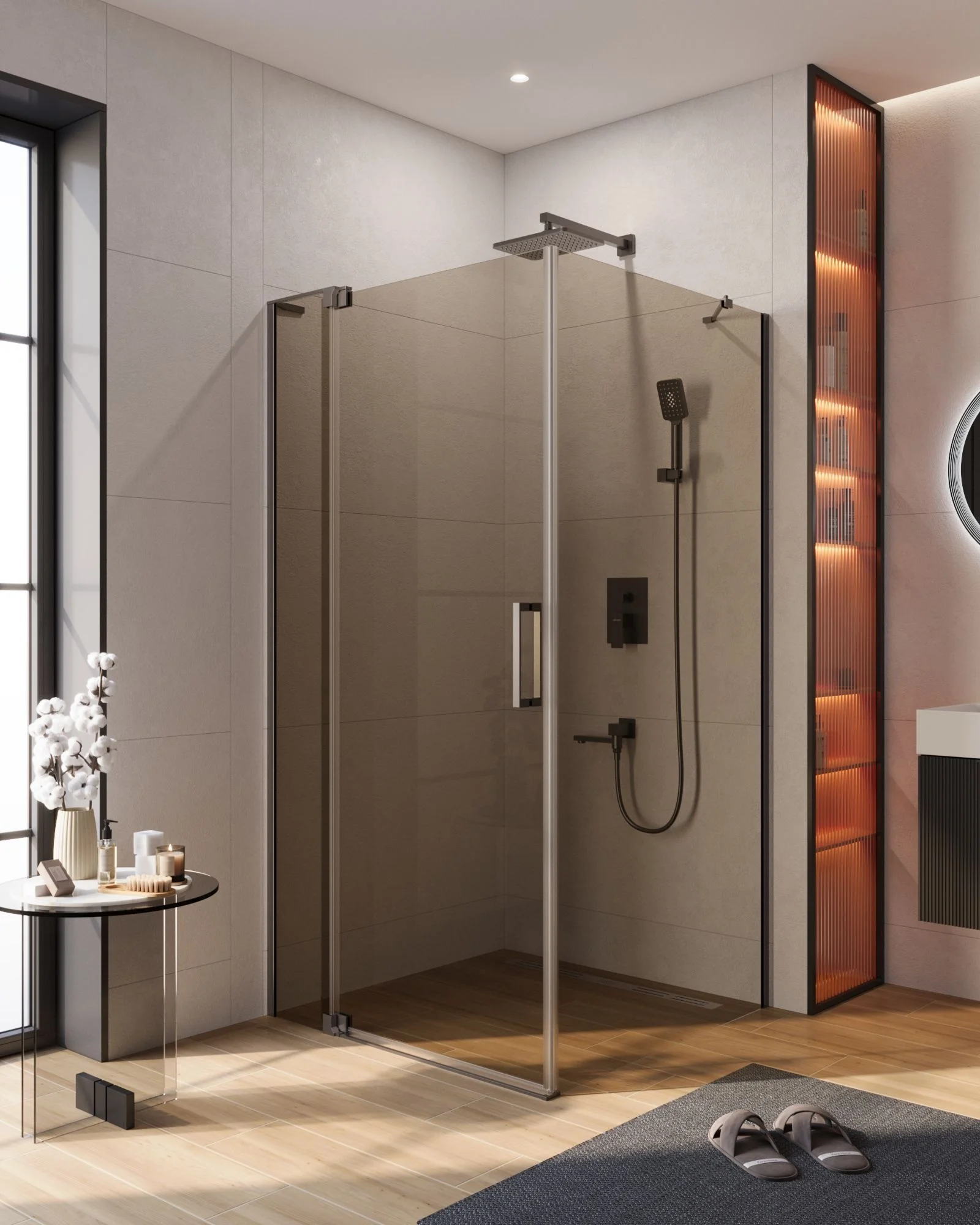 Душевой уголок CEZARES SLIDER-AH-1-100-100/110-BR-GM 100-110x100см стекло тонированное (бронза), профиль оружейная сталь Душевой уголок CEZARES SLIDER-AH-1-100-100/110-BR-GM 100-110x100см стекло тонированное (бронза), профиль оружейная сталь