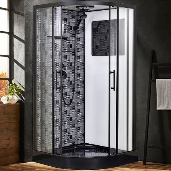 Детальная картинка товара «душевая кабина esbano elegancia (eskbb90cr) полукруглая с крышей esb-90cr 90x90x210см»