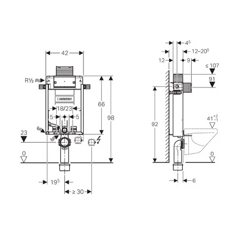 Бачок скрытого монтажа GEBERIT Omega 98 Kombifix 110.011.00.1 Бачок скрытого монтажа GEBERIT Omega 98 Kombifix 110.011.00.1