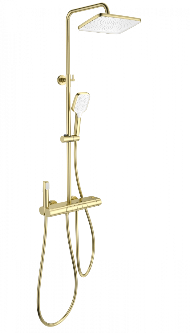 Душевая система Wonzon & Woghand с термостатом, брашированное золото (WW-B4129-BG) Душевая система Wonzon & Woghand с термостатом, брашированное золото (WW-B4129-BG)