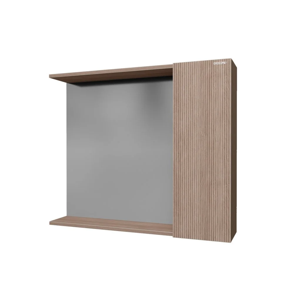 Зеркальный шкаф GROSSMAN ЮНИТ-80 см, универсальный кадена вуд 80x70 208011 Зеркальный шкаф GROSSMAN ЮНИТ-80 см, универсальный кадена вуд 80x70 208011
