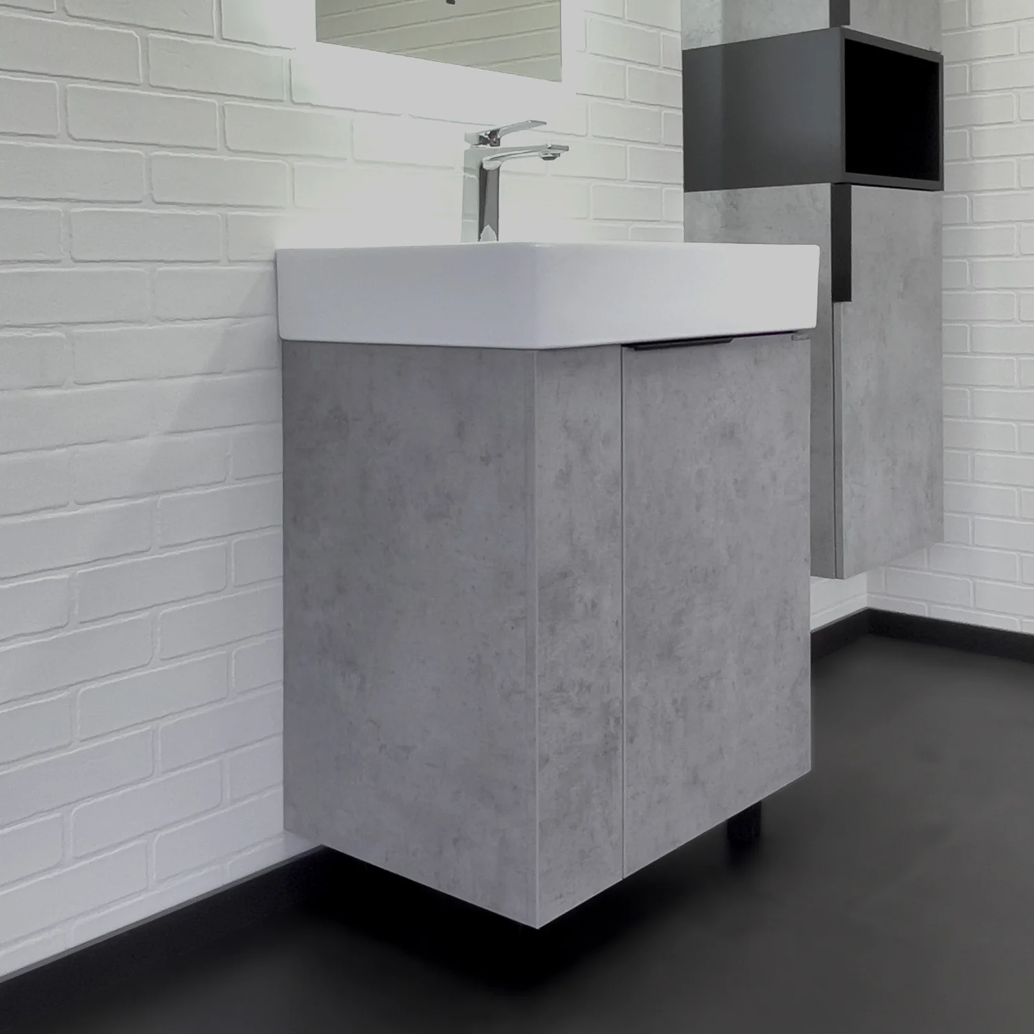 Тумба с раковиной Comforty Асти 60Н 00-00019190 напольная бетон светлый раковина Comforty CF3WL032 Тумба с раковиной Comforty Асти 60Н 00-00019190 напольная бетон светлый раковина Comforty CF3WL032