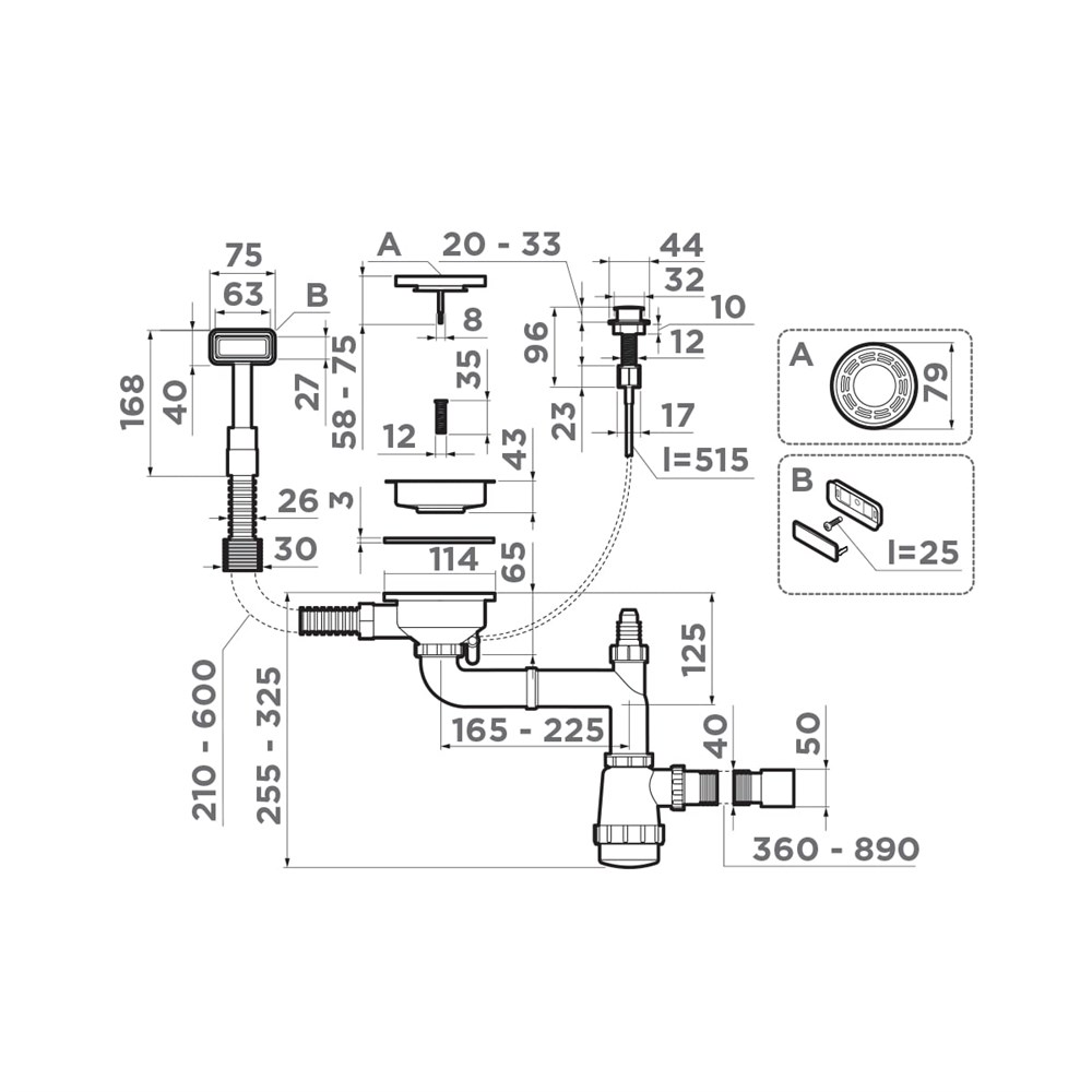 Детальная картинка товара «сифон для кухни omoikiri wk-1-a-lg 4956469»