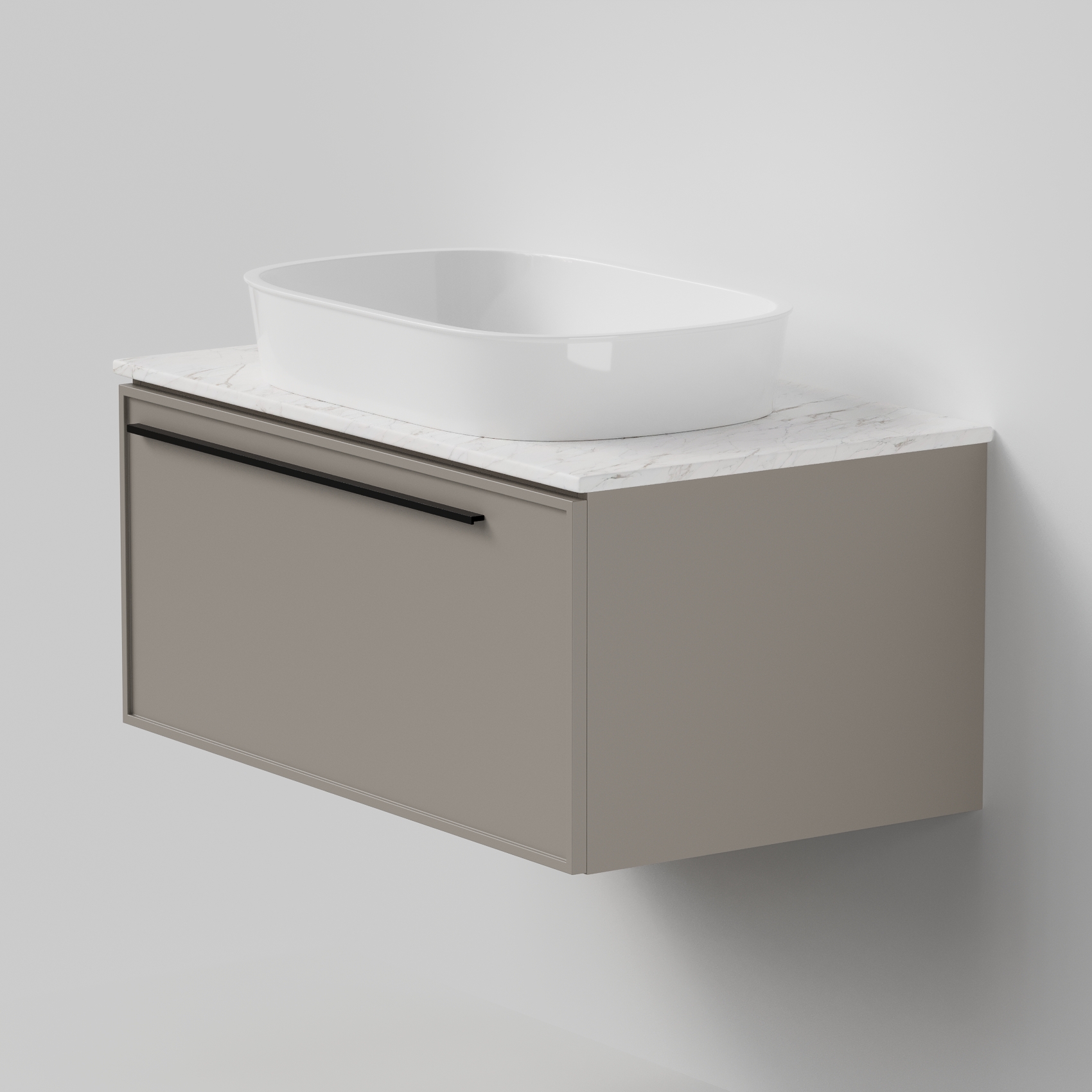 Тумба под раковину La Fenice Elba Cappuccino 80 NFNC-01-ELB-C-80-3-GG бежевая матовая с белой столешницей Тумба под раковину La Fenice Elba Cappuccino 80 NFNC-01-ELB-C-80-3-GG бежевая матовая с белой столешницей