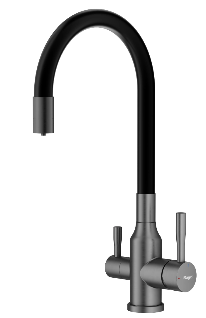 Смеситель для кухни Raglo R81.64.09 с гибким изливом с подключением к фильтру, графит Смеситель для кухни Raglo R81.64.09 с гибким изливом с подключением к фильтру, графит