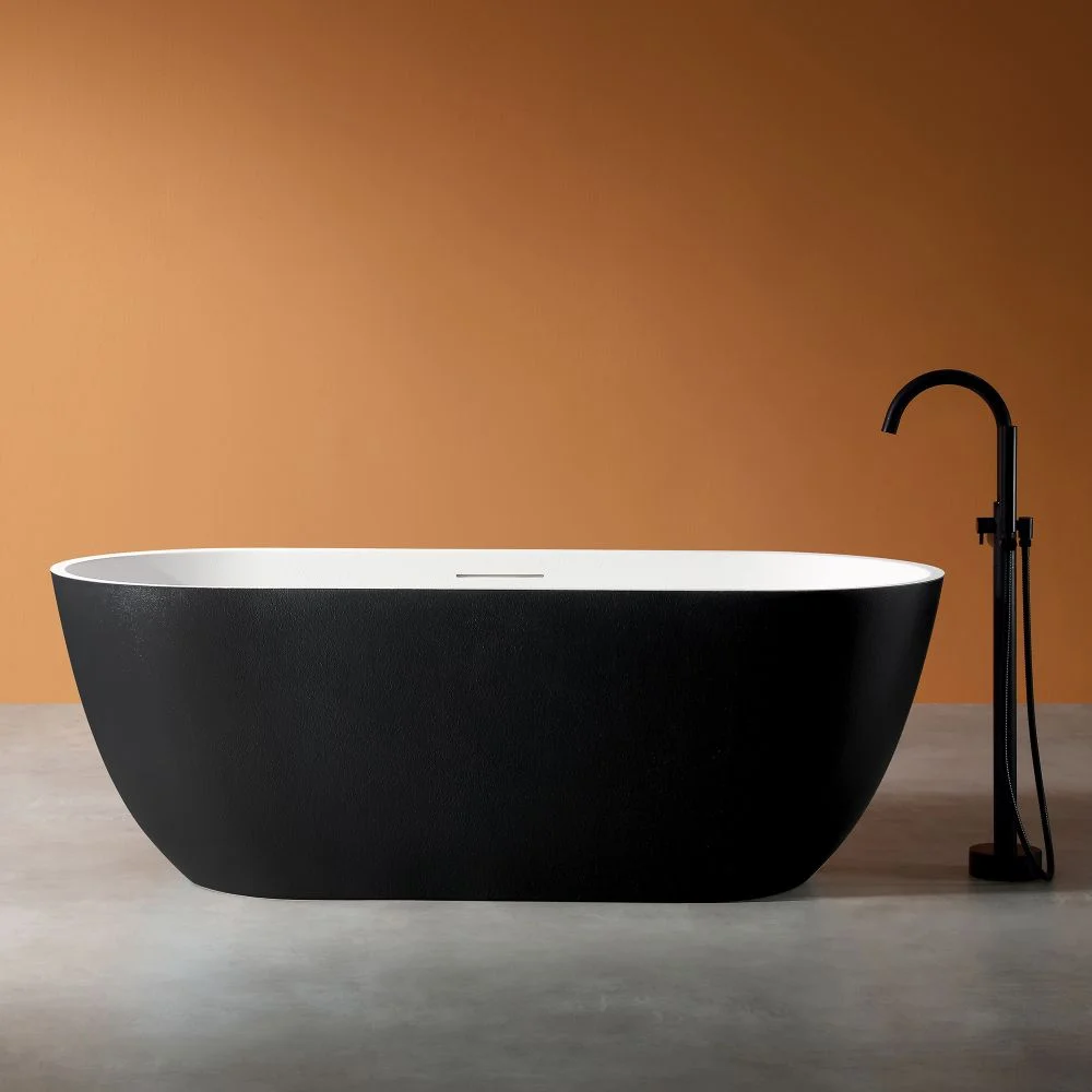 Ванна отдельностоящая ABBER AM9941BW 170x75 универсальная, черно-белая матовая, искусственный камень Ванна отдельностоящая ABBER AM9941BW 170x75 универсальная, черно-белая матовая, искусственный камень