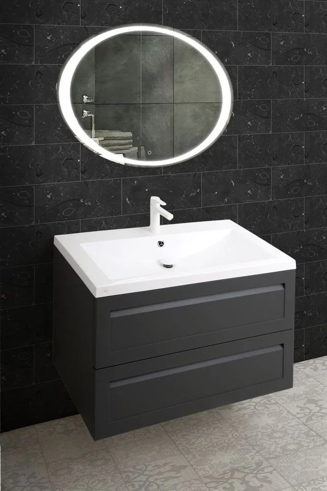 Тумба под раковину ART&MAX PLATINO AM-Platino-750-2C-SO-GM подвесная с двумя выкатными ящиками, серы Тумба под раковину ART&MAX PLATINO AM-Platino-750-2C-SO-GM подвесная с двумя выкатными ящиками, серы