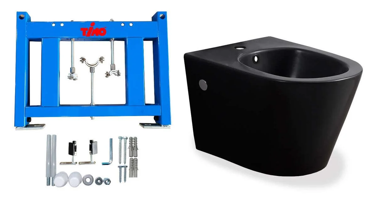 Биде подвесное Timo INARI TWB-02+TK-504MB черное матовое с системой инсталляции Биде подвесное Timo INARI TWB-02+TK-504MB черное матовое с системой инсталляции