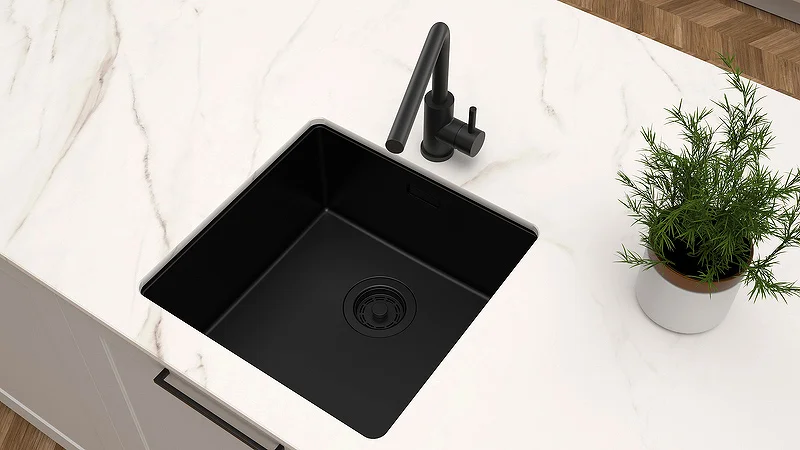Кухонная мойка Paulmark LASSAN 49 UN LA49-MBN, матовый черный NANO-PVD, 490х440мм Кухонная мойка Paulmark LASSAN 49 UN LA49-MBN, матовый черный NANO-PVD, 490х440мм
