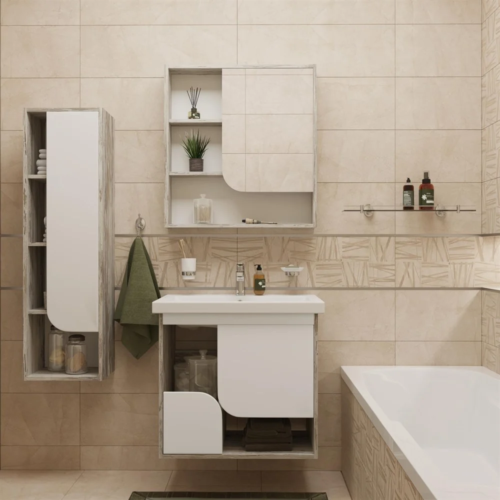 Комплект мебели DIWO Самара 70 дуб скандинавский, белая, подвесная (комплект, гарнитур) 462086 Комплект мебели DIWO Самара 70 дуб скандинавский, белая, подвесная (комплект, гарнитур) 462086