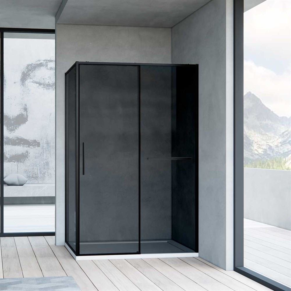 Детальная картинка товара «душевой уголок vincea slim soft vsr-1ss9012cgb, 1200x900, черный, стекло тонированное»