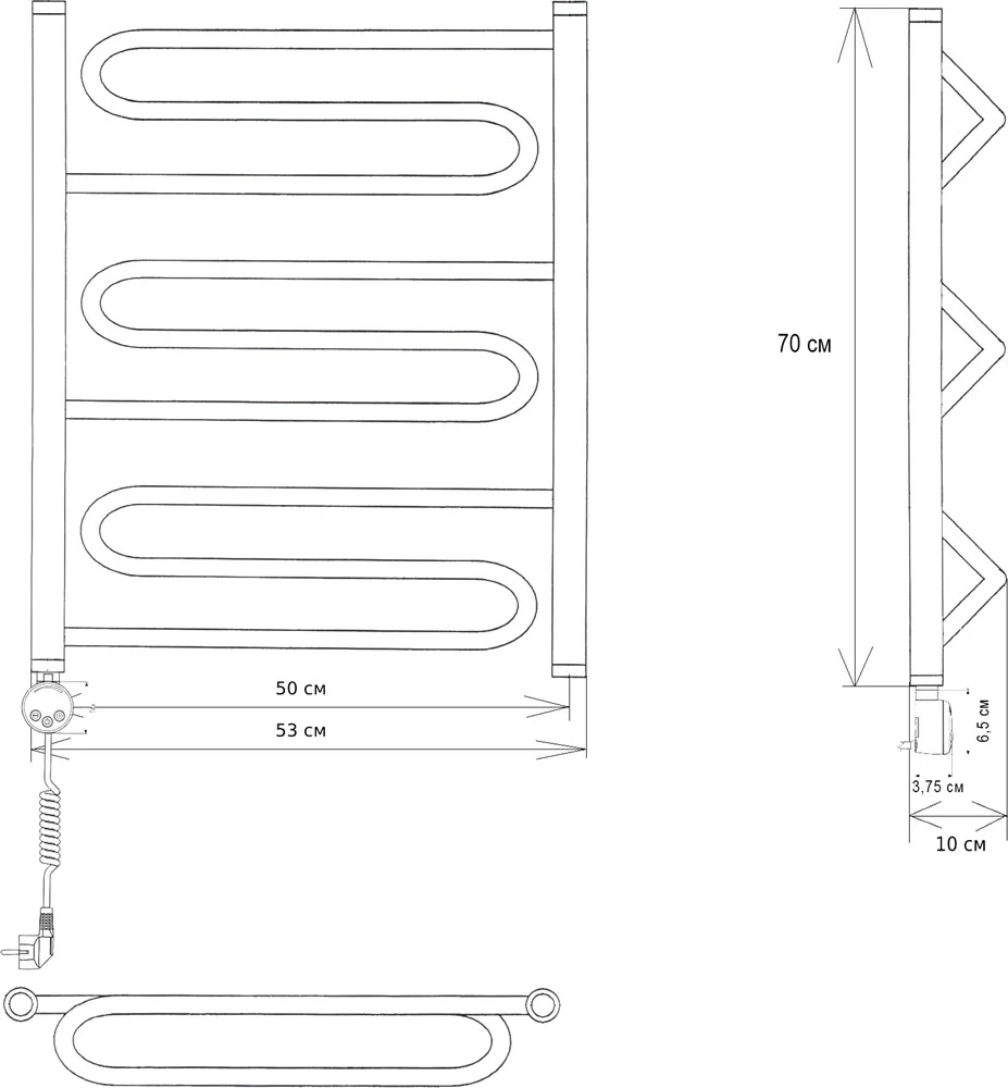 Полотенцесушитель электрический EWRIKA Медея W 70х50 L, белый 473317 Полотенцесушитель электрический EWRIKA Медея W 70х50 L, белый 473317