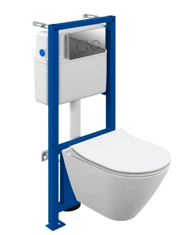 Комплект унитаза Cersanit CITY SMART (A68306) инсталляции LINK PRO и клавиши смыва TWINS пластик хром 68306 Комплект унитаза Cersanit CITY SMART (A68306) инсталляции LINK PRO и клавиши смыва TWINS пластик хром 68306